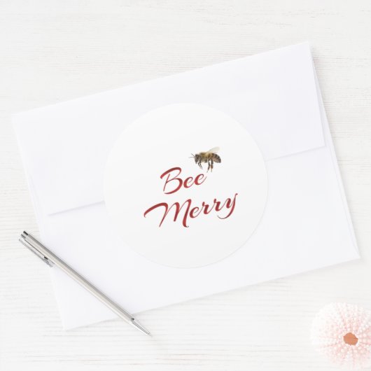 Bee Merry Honeybee Holiday Sticker Roter Text (Umschlag)