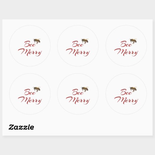 Bee Merry Honeybee Holiday Sticker Roter Text (Blatt)