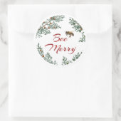 Bee Merry Honeybee Holiday Sticker Roter Text (Tasche)