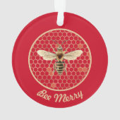Bee Merry Royal Bee and Honeycomb on Red Ornament (Rückseite)