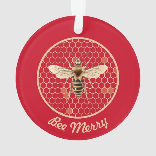 Bee Merry Royal Bee and Honeycomb on Red Ornament (Rückseite)