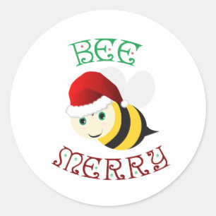 Bee Merry Runder Aufkleber