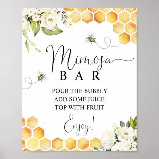Bee Mimosa Bar Sign Poster (Vorne)