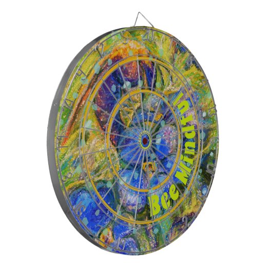 Bee Mindful & Vergiss-me-not-Blume Dartscheibe (Vorderseite Links)