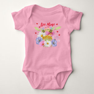 Bee Mine Baby Jersey Bodysuit Strampler