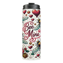 Bee Mine Bumblebee Hearts Valentinstag Thermosbecher