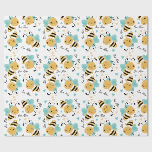 Bee Mine Bumblebee Muster Geschenkpapier (Flach)