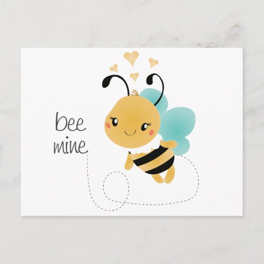 Bee Mine Bumblebee Yellow Black Postkarte (Vorderseite)