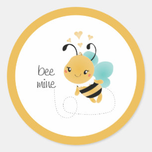 Bee Mine Bumblebee Yellow Black Runder Aufkleber