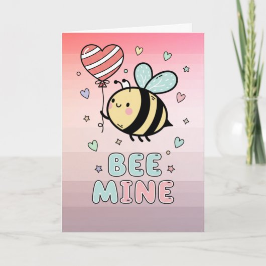 Bee Mine! Cute Bee Valentines Day Greeting Karte (Vorderseite)