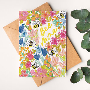 Bee Mine farbenfrohe florale Valentinstag Karte