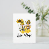 Bee Mine Gnome Personalisiert Sunflower Postcard Postkarte (Stehend Vorderseite)