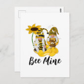 Bee Mine Gnome Personalisiert Sunflower Postcard Postkarte (Vorne/Hinten)