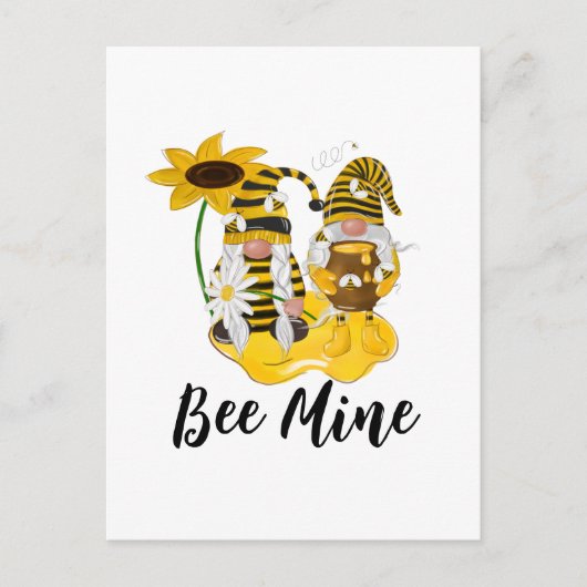 Bee Mine Gnome Personalisiert Sunflower Postcard Postkarte (Vorderseite)