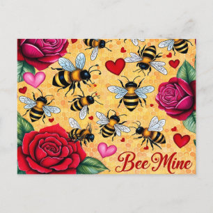 Bee Mine Golden Honey Liebe Feiertagspostkarte