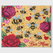 Bee Mine Golden Honey Liebe Geschenkpapier (Flach)
