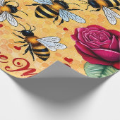 Bee Mine Golden Honey Liebe Geschenkpapier (Ecke)
