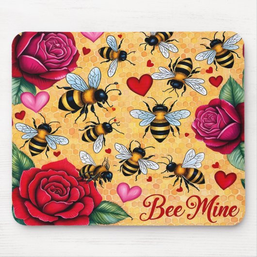 Bee Mine Golden Honey Liebe Mousepad (Vorne)