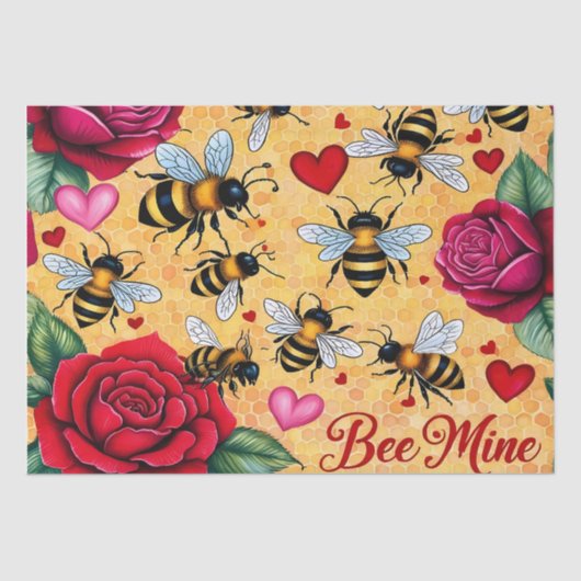 Bee Mine Golden Honey Liebe Seidenpapier (Vorderseite)