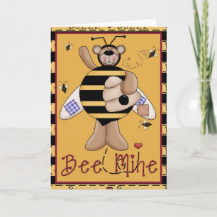 Bee Mine Honey Bear Valentine's Day Card d1 Feiertagskarte