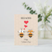 Bee Mine Honeybee Niedlich Valentinstag Feiertagspostkarte (Stehend Vorderseite)