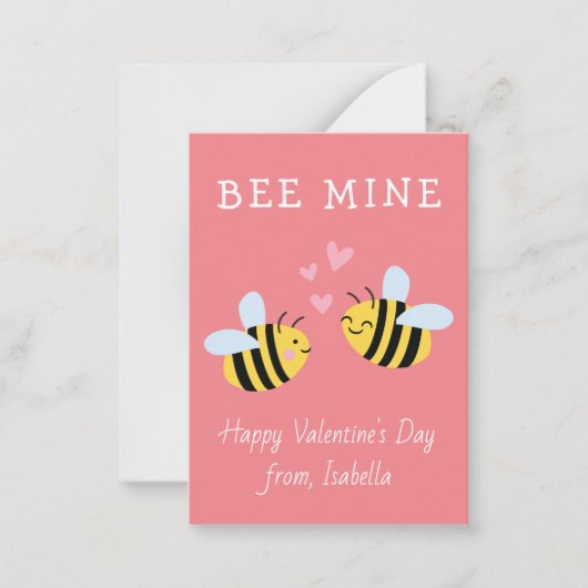 BEE MINE Klasse Valentine Rosa Karte (Vorderseite)