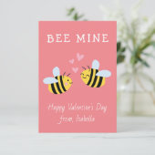BEE MINE Klasse Valentine Rosa Karte (Stehend Vorderseite)