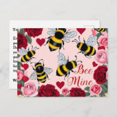 Bee Mine Liebe Buzz Design Feiertagspostkarte (Vorne/Hinten)