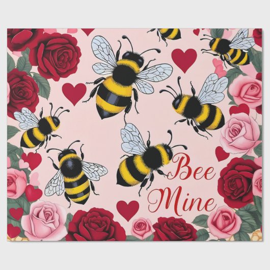 Bee Mine Liebe Buzz Design Geschenkpapier (Flach)