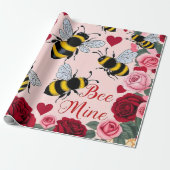 Bee Mine Liebe Buzz Design Geschenkpapier (Ungerollt)