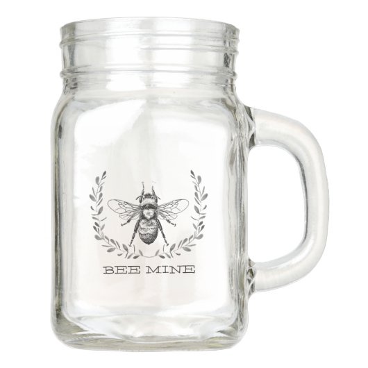 Bee Mine Mason Jar mit Griff Einmachglas (Vorderseite)