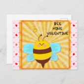 Bee Mine Niedlich Happy Valentines Day Postkarte (Vorne/Hinten)