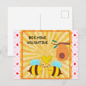 Bee Mine Niedlich Happy Valentines Day Postkarte (Vorne/Hinten)