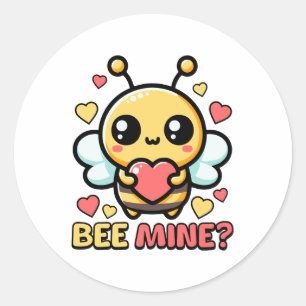 Bee Mine! Niedliche Hummel Cartoon Runder Aufkleber