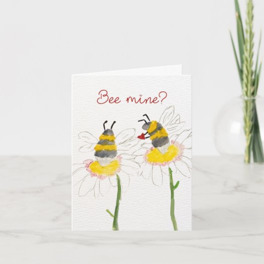 Bee Mine? on Flowers Valentine's Day Card Dankeskarte (Vorderseite)