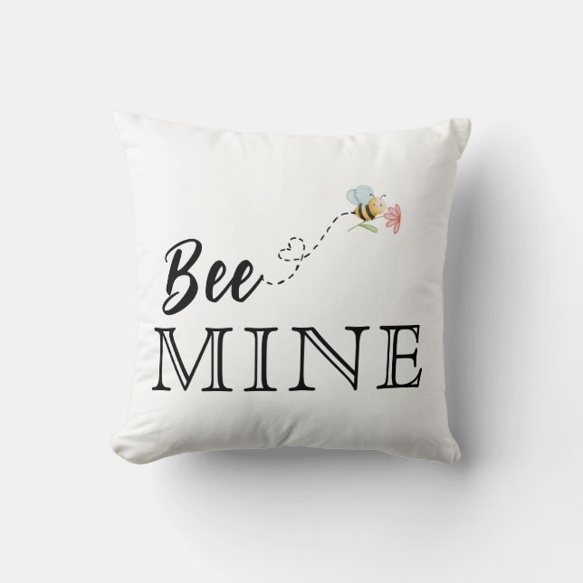 Bee Mine Pink Throw Kissen (Vorderseite)