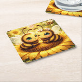 BEE Mine Sunflower Rechteckiger Pappuntersetzer (angewinkelt)