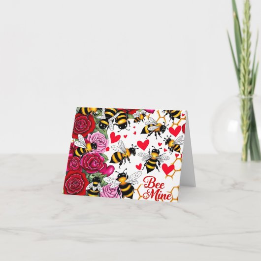 Bee Mine Sweet Honeycomb Blooms Feiertagskarte (Vorderseite)