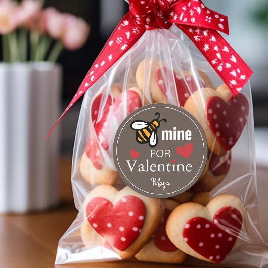 Bee Mine Valentine Bevorzugung Runder Aufkleber