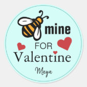 Bee Mine Valentine Bevorzugung Runder Aufkleber (Vorderseite)