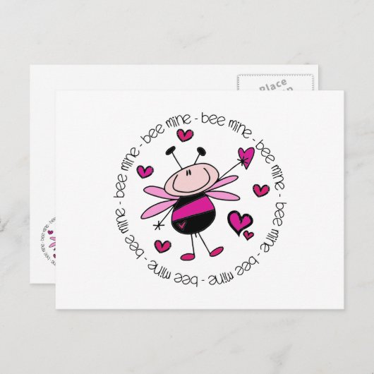 Bee Mine Valentine Feiertagspostkarte (Vorne/Hinten)