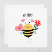 Bee Mine Valentine Flat Card Feiertagskarte (Vorne/Hinten)