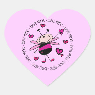 Bee Mine Valentine Herz-Aufkleber