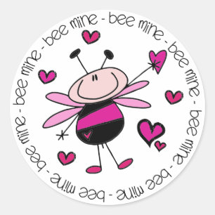 Bee Mine Valentine Runder Aufkleber