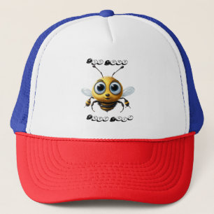 Bee mit großen hoffnungsvollen Augen sagt, sei dei Truckerkappe