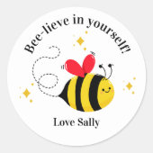 Bee Motivational Sticker – Bee-lieve in Yourself  (Vorderseite)