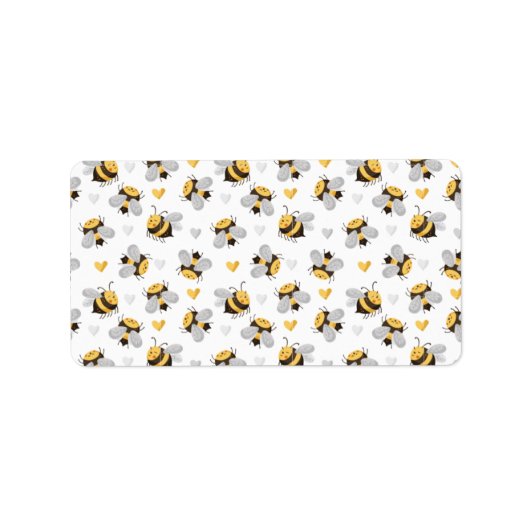 Bee Muster Print Label Adressaufkleber (Vorne)