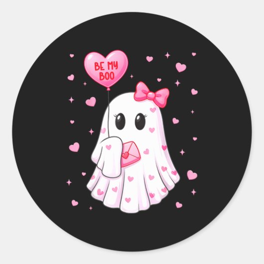 Bee My Boo Heart Boo Ghost Valentine Outfit Women Runder Aufkleber (Vorderseite)