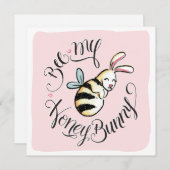 Bee My Honey Bunny Valentine Card Ankündigung (Vorne/Hinten)