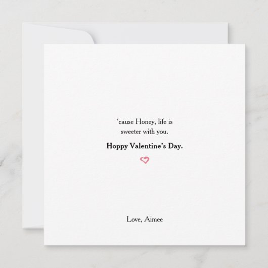 Bee My Honey Bunny Valentine Card Ankündigung (Rückseite)